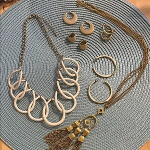 Goldtone and Cream Jewelry Set- 6 pieces